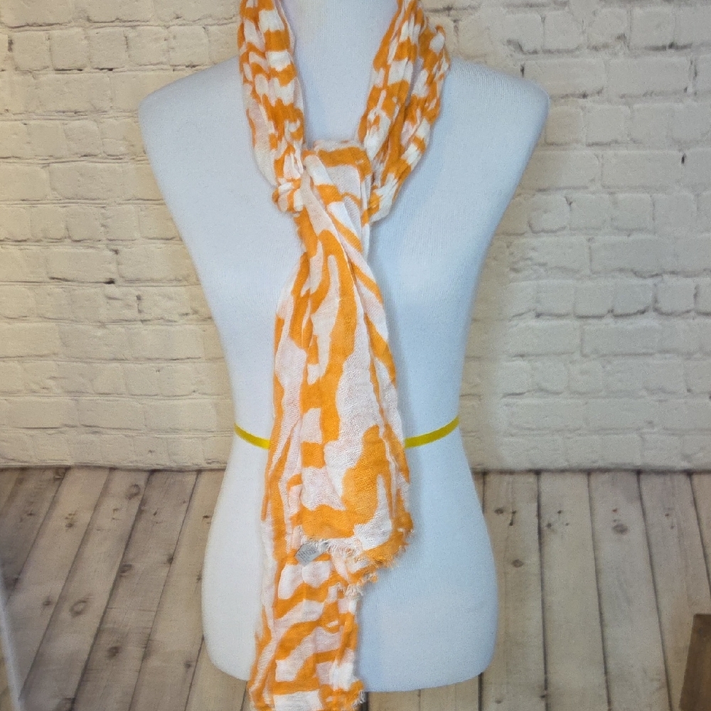 Banana Republic Orange and White Abstract Wrap Scarf